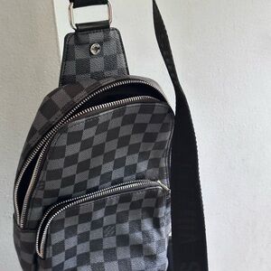 Louis Vuitton Black and Gray Checkered Backpack
